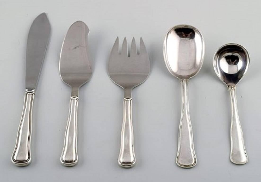 Cohr Old Danish Complete Silver Cutlery with Ten Different Serving Pieces In Excellent Condition In Copenhagen, DK