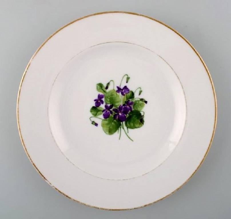 Danish Four Antique Royal Copenhagen Flat Plates in Flora Danica Style For Sale
