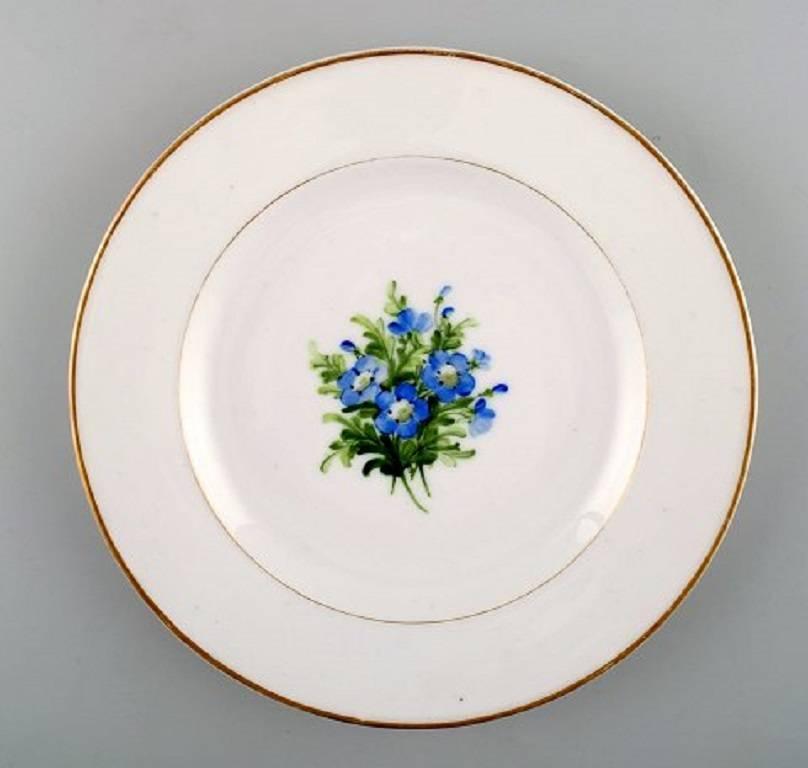 19th Century Four Antique Royal Copenhagen Flat Plates in Flora Danica Style For Sale