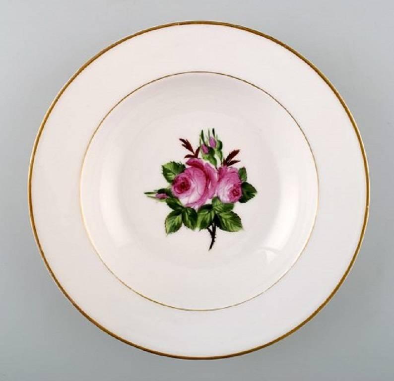 19th Century Four Antique Royal Copenhagen Deep Plates in Flora Danica Style For Sale