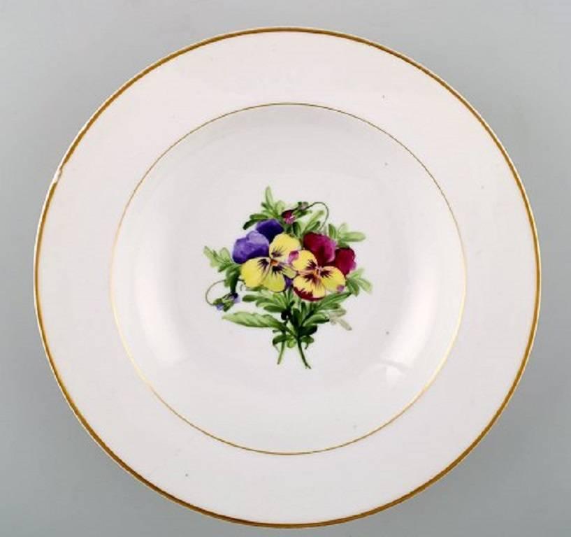 Four Antique Royal Copenhagen Deep Plates in Flora Danica Style For Sale 1