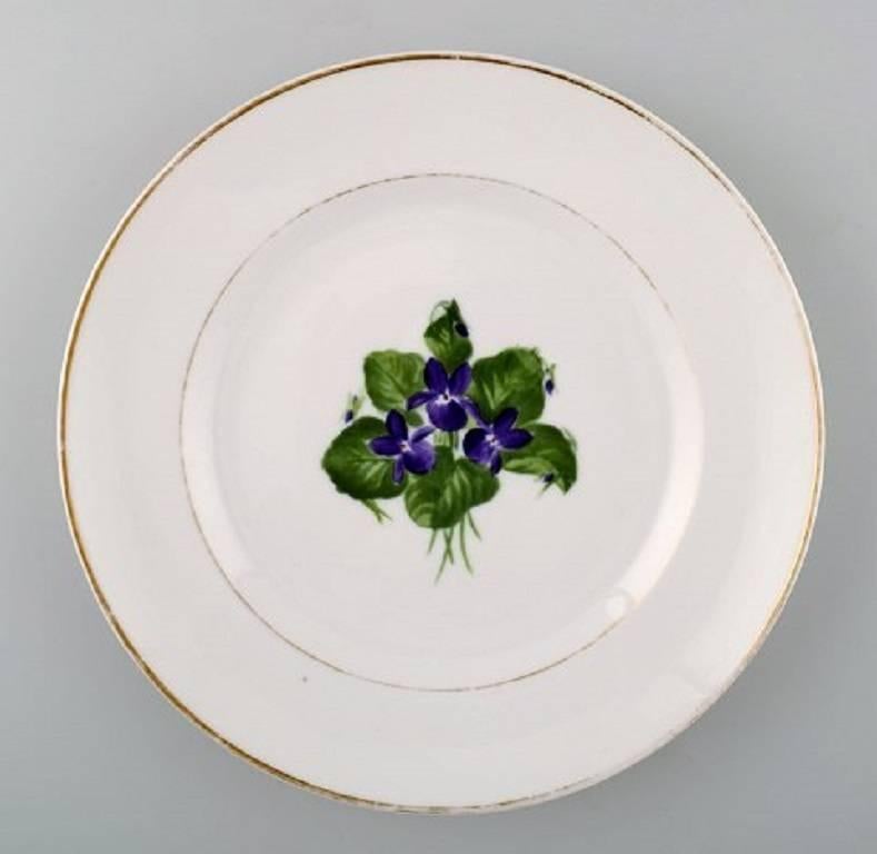Danish Four Antique Royal Copenhagen Flat Plates in Flora Danica Style