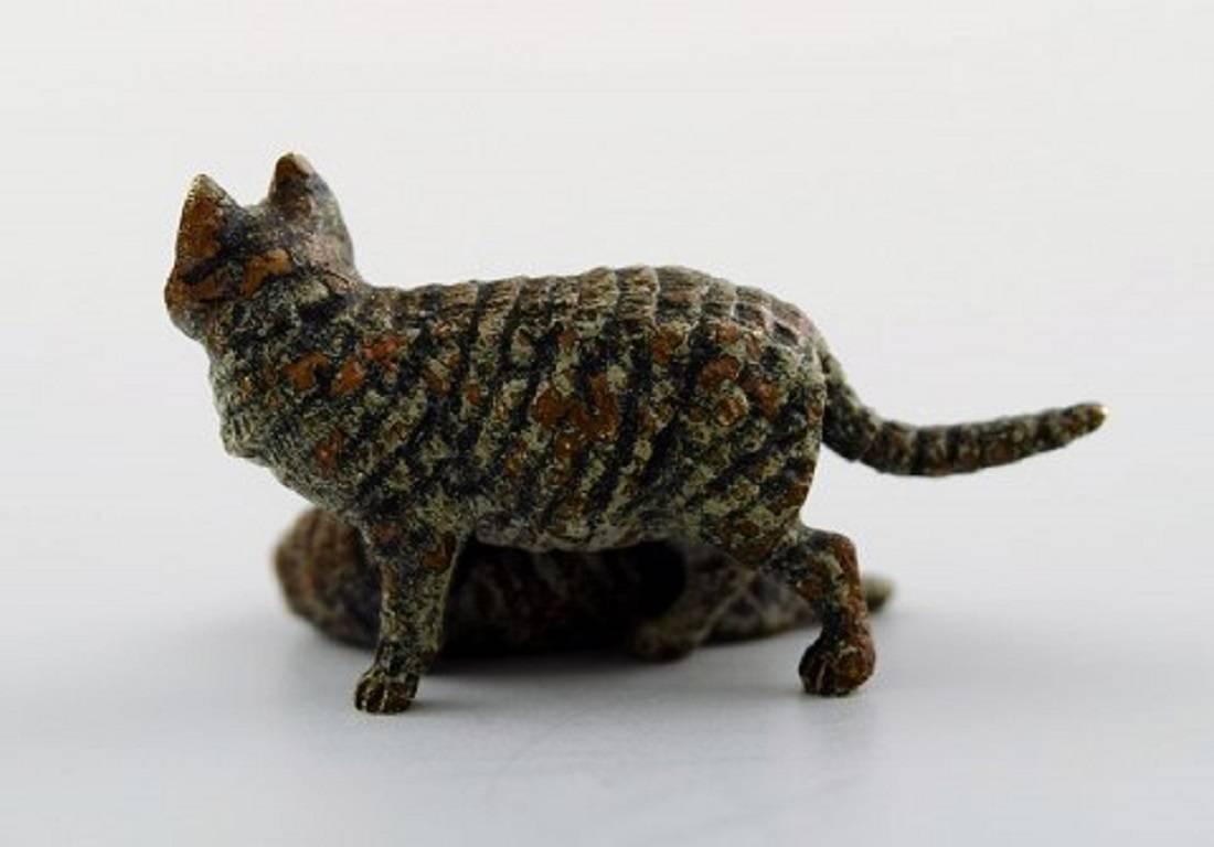 Arts and Crafts Vienna Bronze, Two Cats, Bronze Figure of High Quality, Probably Franz Bergmann