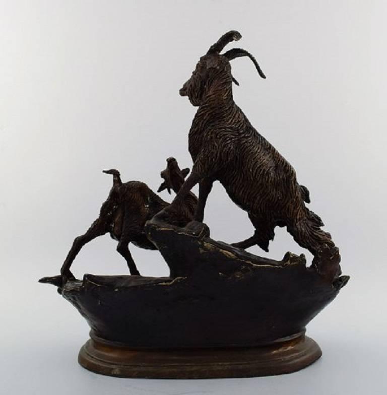 bronze goat sculpture