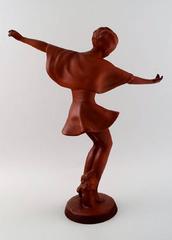 Keramos, Vienna, Dancing Woman Figure in Red Clay