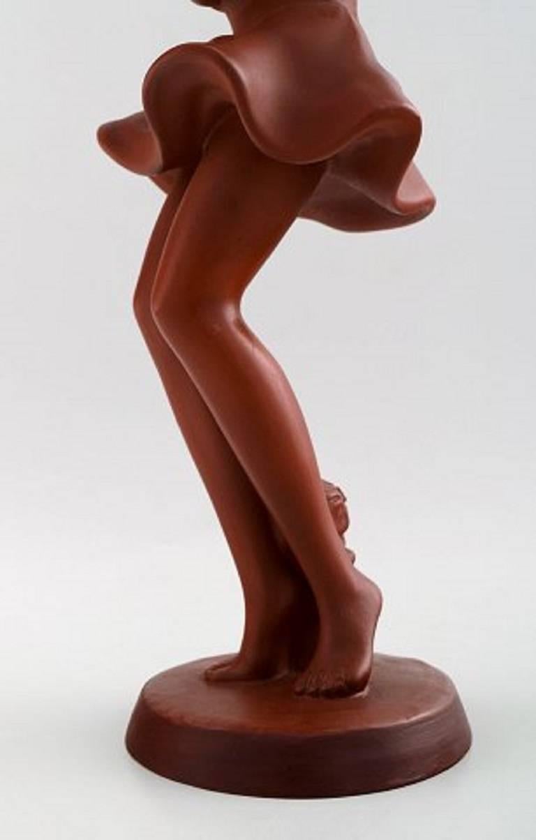 Mid-20th Century Keramos, Vienna, Dancing Woman Figure in Red Clay For Sale