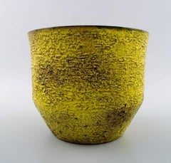Ingrid Atterberg for Upsala-Ekeby a Pair of Flower Pots in Strong Yellow Glaze