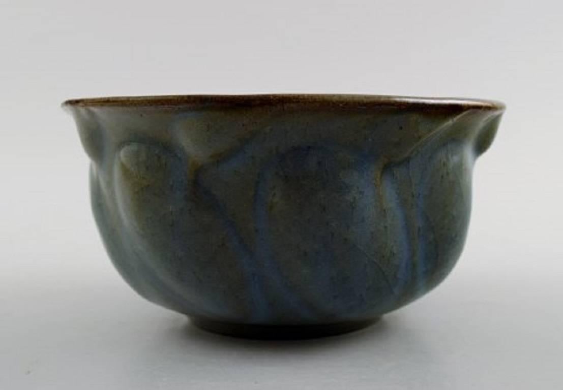 Scandinavian Modern Early Axel Salto for Royal Copenhagen, Stoneware Bowl, Modeled in Organic Form