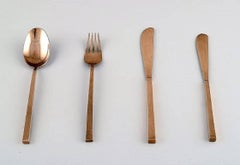 Sigvard Bernadotte 'Scanline' Cutlery in brass Complete for Four People