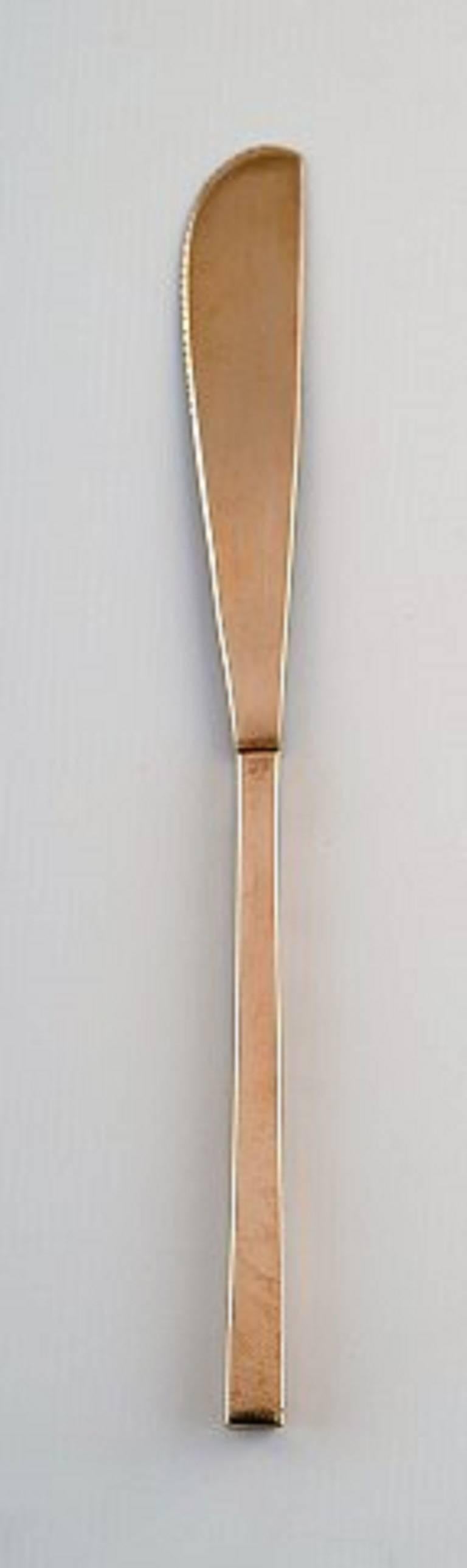 Scandinavian Modern Sigvard Bernadotte 'Scanline' Cutlery in brass Complete for Four People