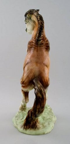 Large Goldschneider Figure in Porcelain, Rearing Horse