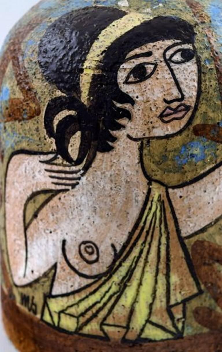Scandinavian Modern Mari Simmulson for Upsala-Ekeby Ceramic Vase. Nude Woman in Profile