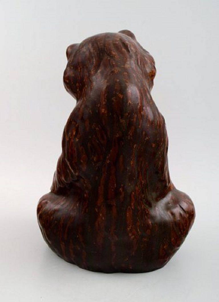 Danish Arne Bang Figure in Stoneware, Brown Bear with Cub