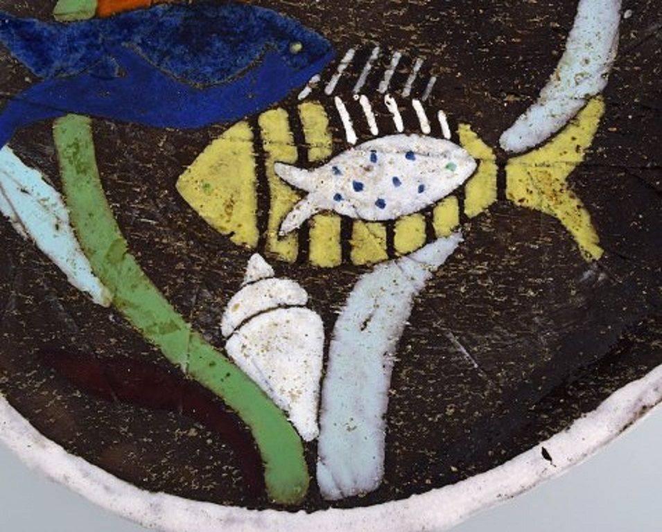 Scandinavian Modern Anna-Lisa Thomson for Upsala-Ekeby Ceramic Bowl Decorated with Fish