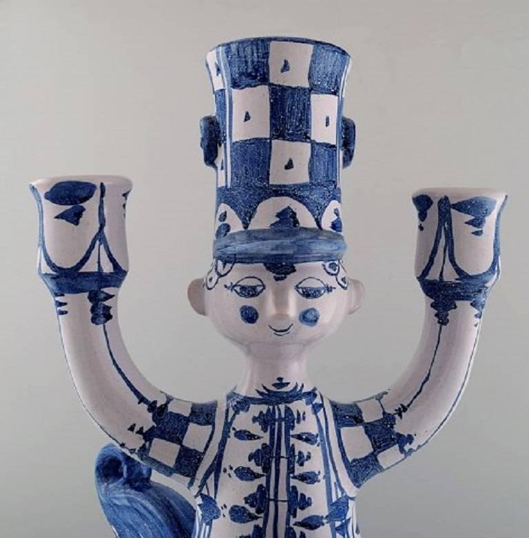 Danish Huge Bjorn Wiinblad Figure from the Blue House, Candlestick Rider on Horseback