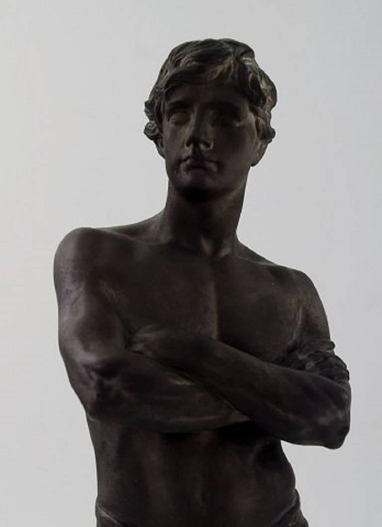 Danish P. Ipsen / L. P. Jorgensen. Figure of Man with Hissing Cloth, Black Terracota