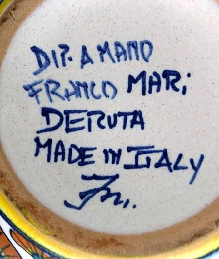 Italian Franco Mari, Deruta Large Ceramic Vase, Narrow Neck, Italy, Late 20th Century