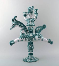 Rare and Very Large Wiinblad Candlestick, a Rider with Three Candleholders