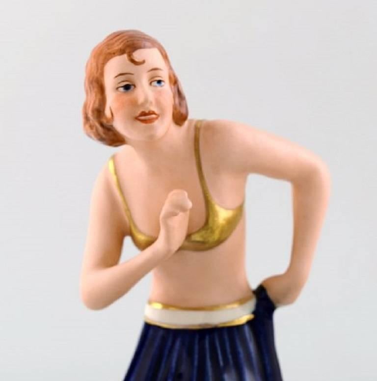 Mid-20th Century Art Deco Royal Dux Woman, Porcelain For Sale