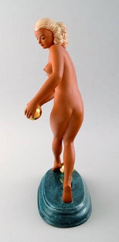 Art Deco Goldschneider, Nude Woman, Figure in Porcelain Overglaze