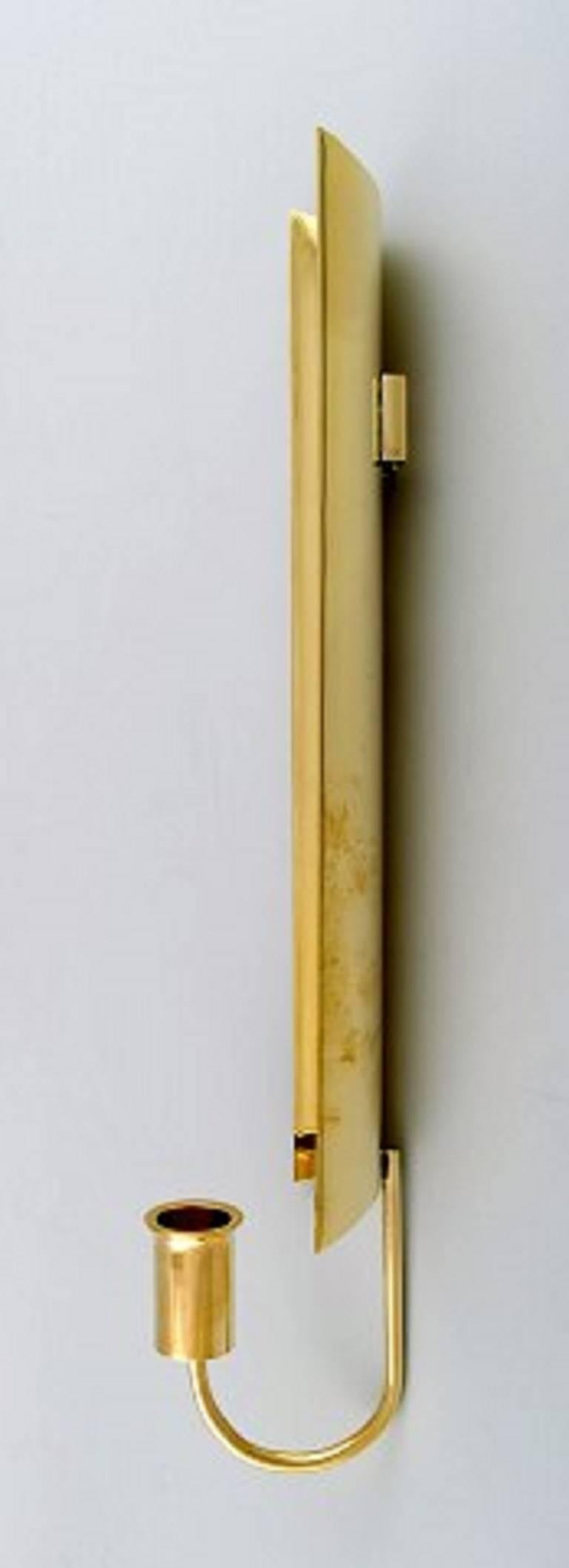 Scandinavian Modern Eight Wall Candlesticks, Reflex, Pierre Forsell, Skultuna, circa 1970s, Brass