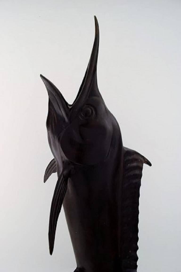 Monumental Swordfish in Patinated Bronze In Excellent Condition For Sale In Copenhagen, DK