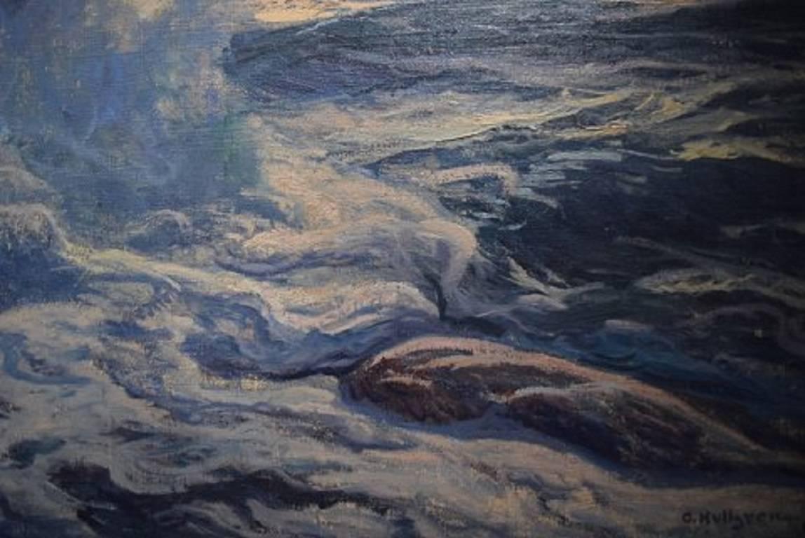 Oscar Hullgren Swedish Painter Oil on Canvas Coastal Scene 3