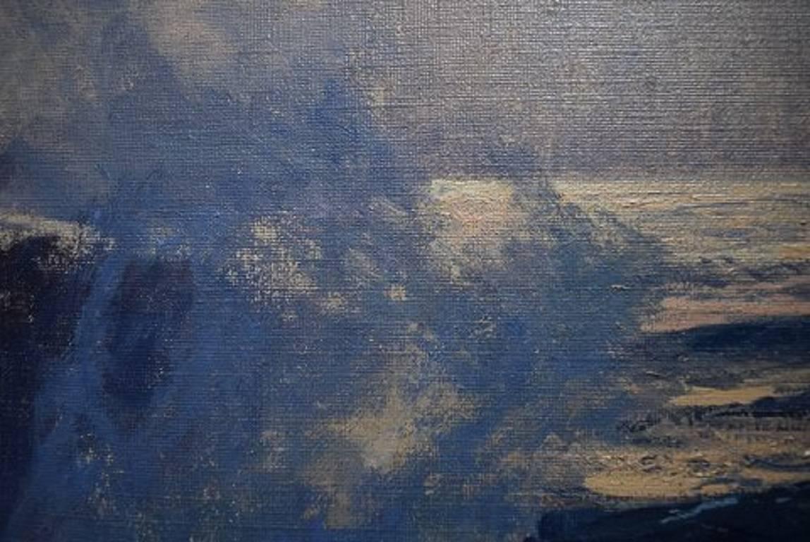 Oscar Hullgren Swedish Painter Oil on Canvas Coastal Scene 1