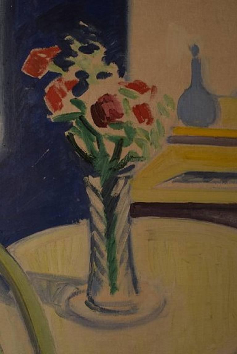 Scandinavian Modern Axel Bentzen Copenhagen 1893-1952 Still Life with Flowers on Table