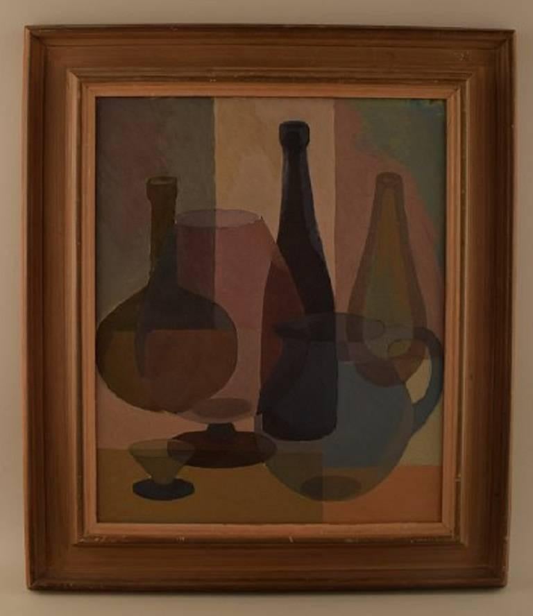 S. Lundgreen, Swedish painter, mid-20th century.

Oil on board. Still life with bottles, glasses and pitchers.

Signed. Dated 48.

Measures: 46 x 38 cm. The frame measures 8 cm.

In perfect condition.