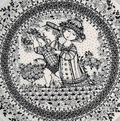 Two Large Seasons Earthenware Dishes, Nymolle Factory, by Bjorn Wiinblad