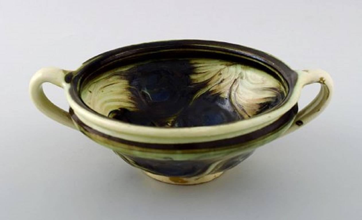 Danish Kahler, Denmark, Glazed Bowl with Handles, Stoneware, 1930s