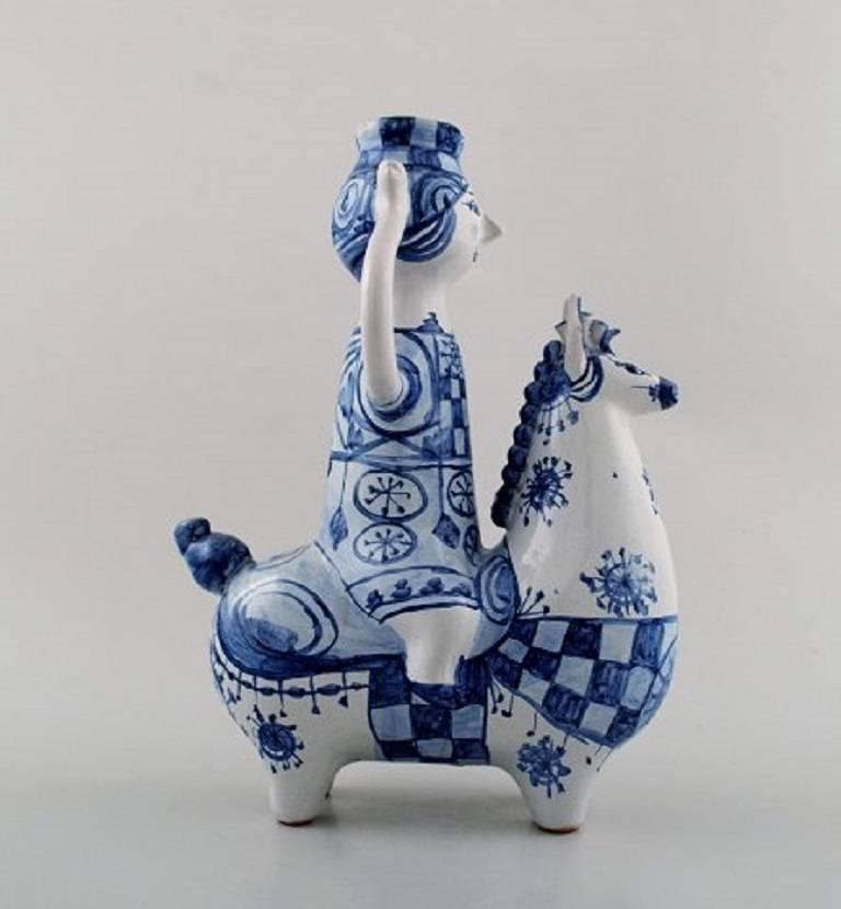 Scandinavian Modern Rare Bjorn Wiinblad Figure from the Blue House. Figure / Candlestick, 1969