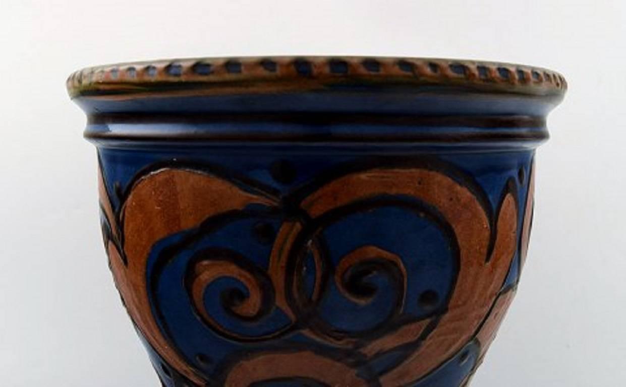 Kahler, Denmark, Glazed Large Stoneware Vase or Flower Pot In Excellent Condition In Copenhagen, DK