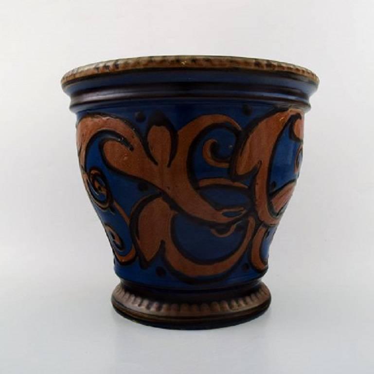 Danish Kahler, Denmark, Glazed Large Stoneware Vase or Flower Pot