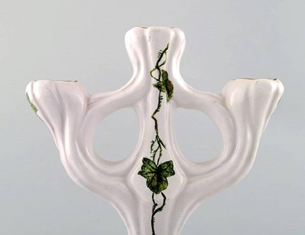 Art Nouveau Signe Steffensen for Kähler, Pair of Candelabra of Ceramics For Sale