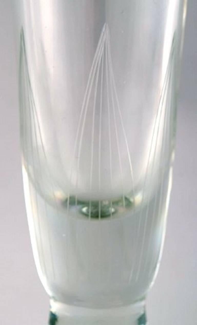 20th Century Pair of Large Orrefors Glass Vases, Stylish Swedish Design, 1950s-1960s For Sale