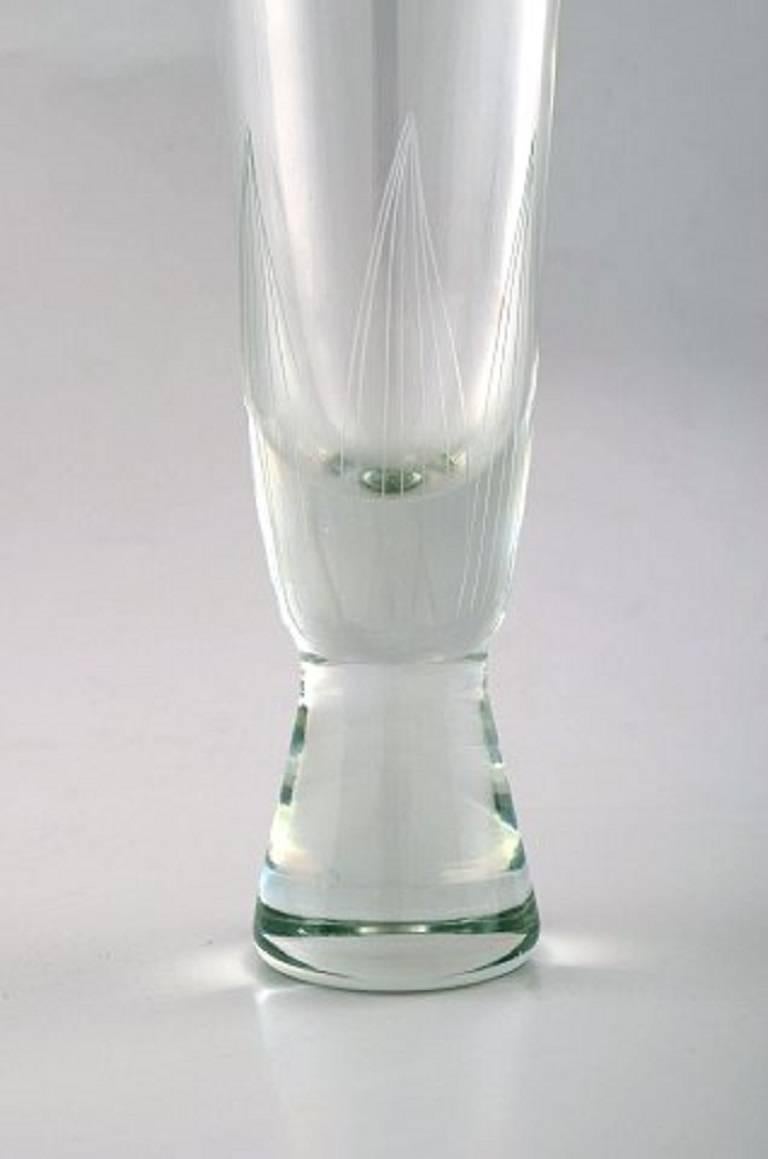 Pair of Large Orrefors Glass Vases, Stylish Swedish Design, 1950s-1960s For Sale 1