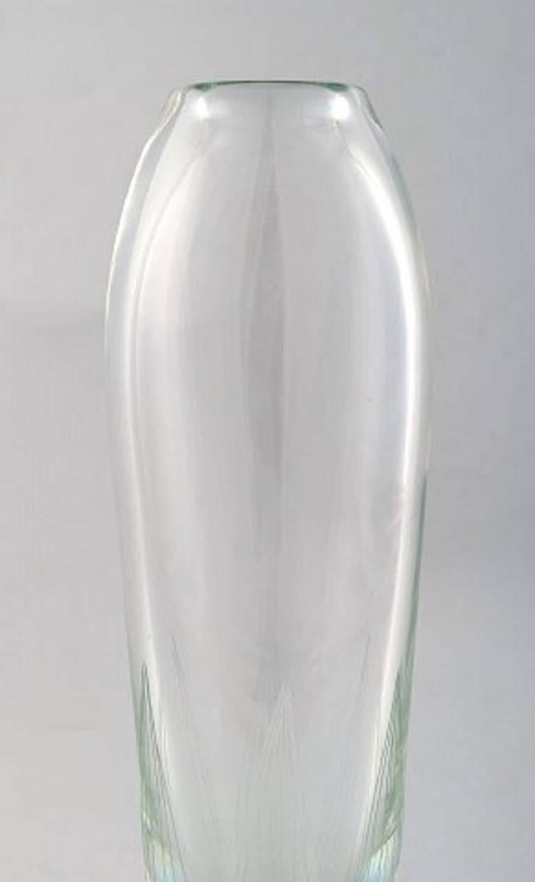 Pair of Large Orrefors Glass Vases, Stylish Swedish Design, 1950s-1960s In Excellent Condition For Sale In Copenhagen, DK