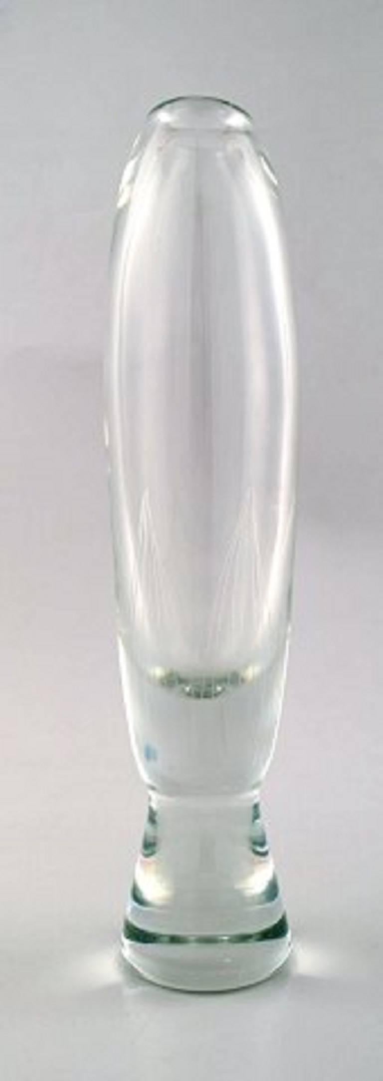 Scandinavian Modern Pair of Large Orrefors Glass Vases, Stylish Swedish Design, 1950s-1960s For Sale