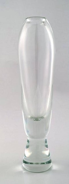 Pair of Large Orrefors Glass Vases, Stylish Swedish Design, 1950s-1960s