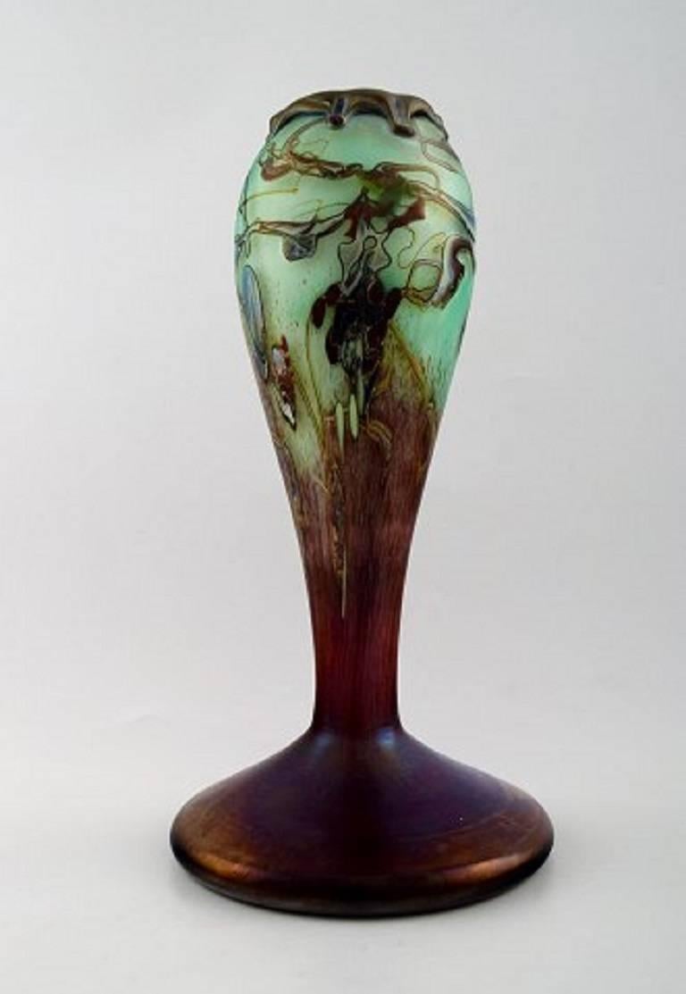 Modern Pascal Guyot and Bernard Aconito for Biot, France, Unique Art Glass Vase For Sale