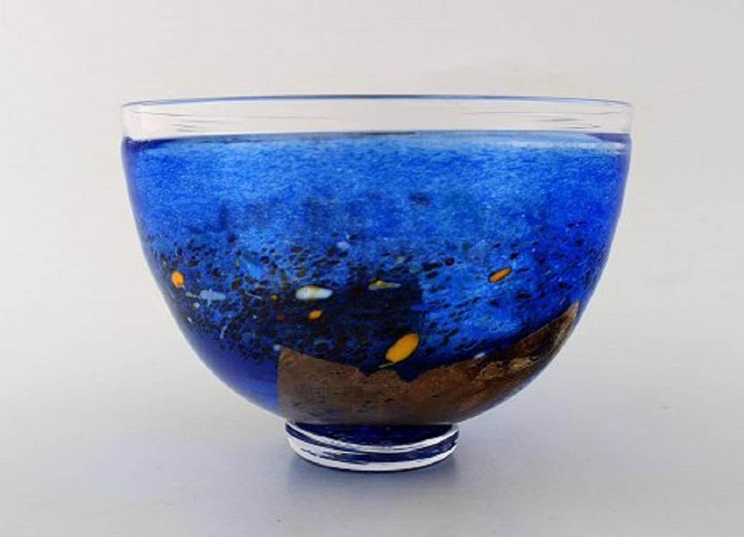 Scandinavian Modern Art Glass Bowl, Designed by Bertel Vallien, Made by Kosta Boda