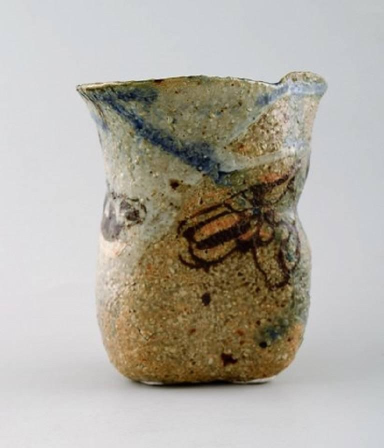 Scandinavian Modern Bente Hansen, Born 1943, Wave-Shaped Vase of Stoneware, Late 1970s