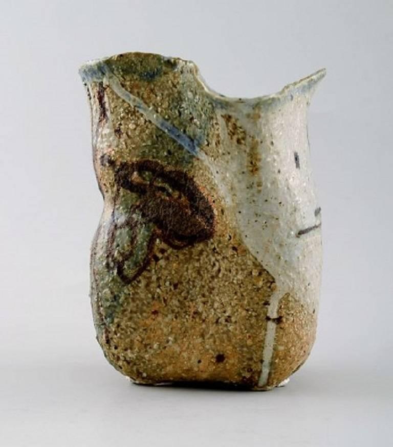 Danish Bente Hansen, Born 1943, Wave-Shaped Vase of Stoneware, Late 1970s