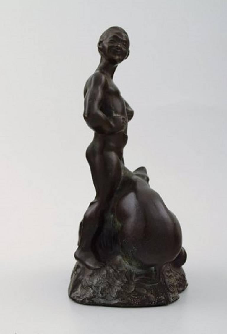 Danish Hans Kongslev for Tinos, the Swineherd by H. C. Andersen, Patinated Pewter