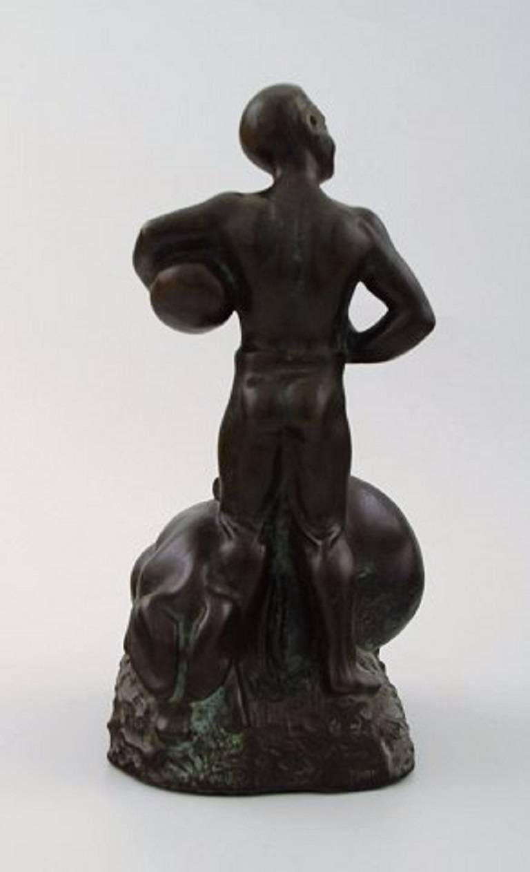 Art Deco Hans Kongslev for Tinos, the Swineherd by H. C. Andersen, Patinated Pewter