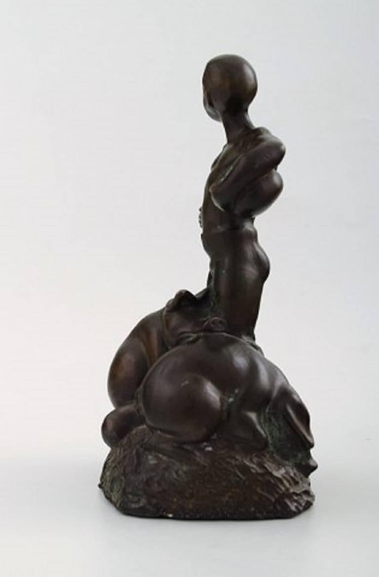 Hans Kongslev for Tinos, the Swineherd by H. C. Andersen, Patinated Pewter In Excellent Condition In Copenhagen, DK
