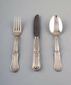 Complete Danish Silver Dinner Service for 12 People, Johannes Siggaard