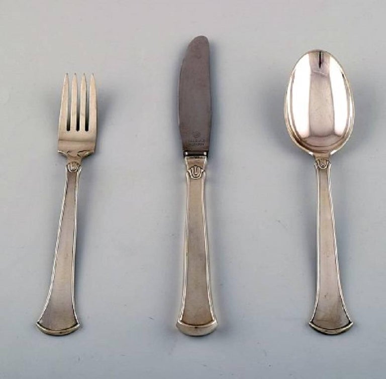 Hans Hansen Silverware Number 5 in Sterling Silver, Complete Dinner